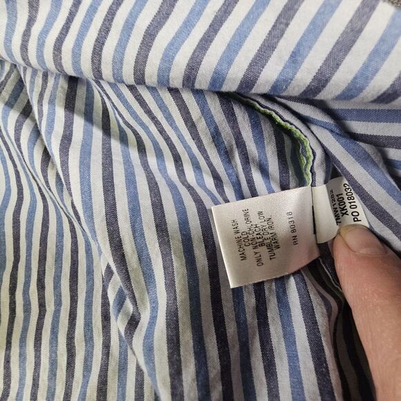 Lucky Brand Dungarees Pearl Snap Western blue striped Shirt Siz XL - Picture 9 of 9